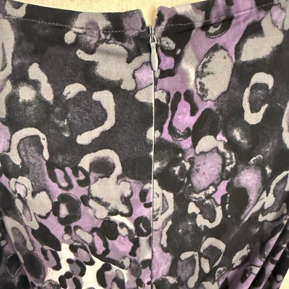 Loft abstract leopard print midi dress purple gray black SZ M - Picture 5 of 14
